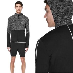 Men's Black and Gray Hooded Jacket